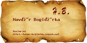 Havér Boglárka névjegykártya